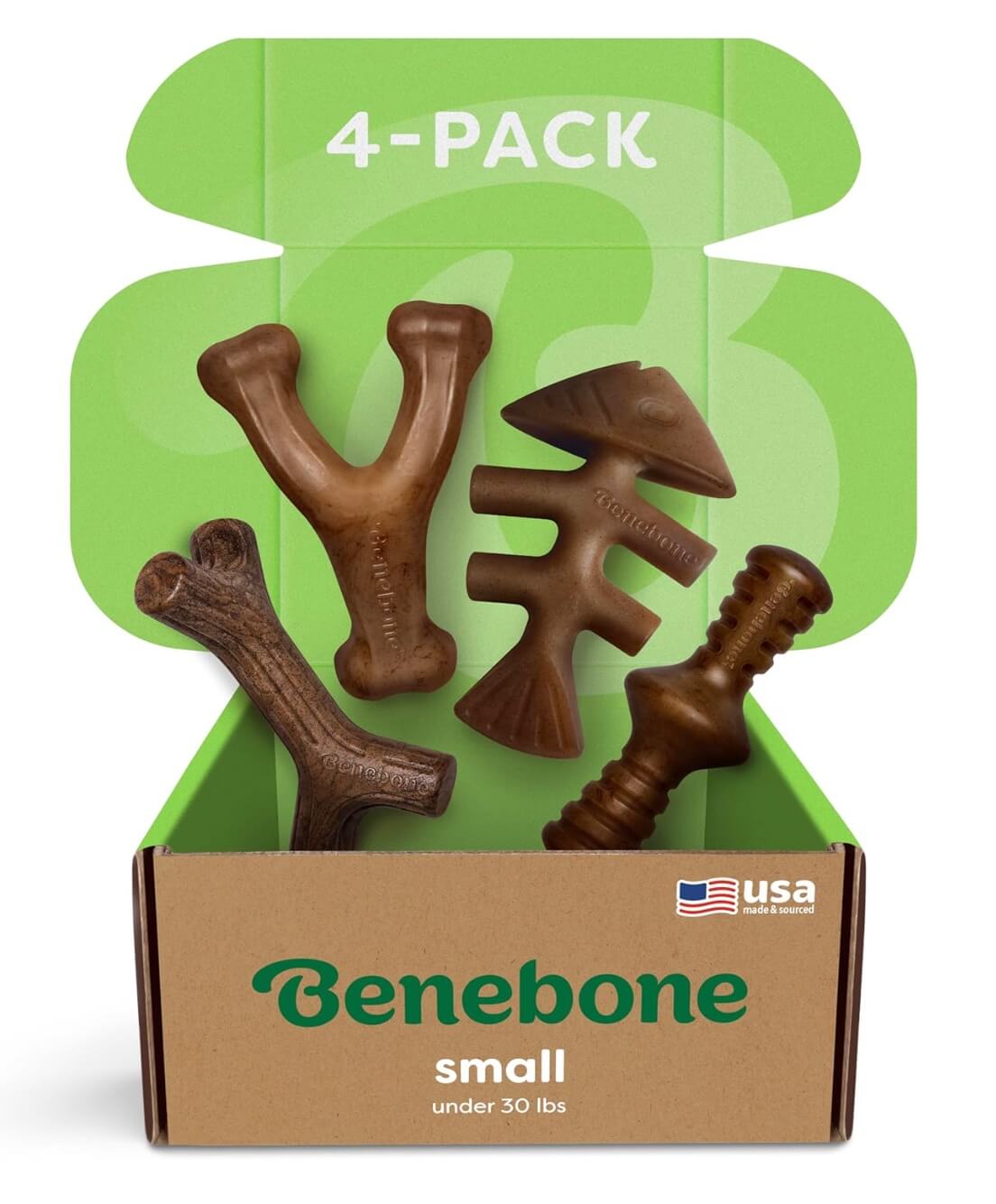 Benebone Small 4-Pack durable chew toys for puppies and small dogs