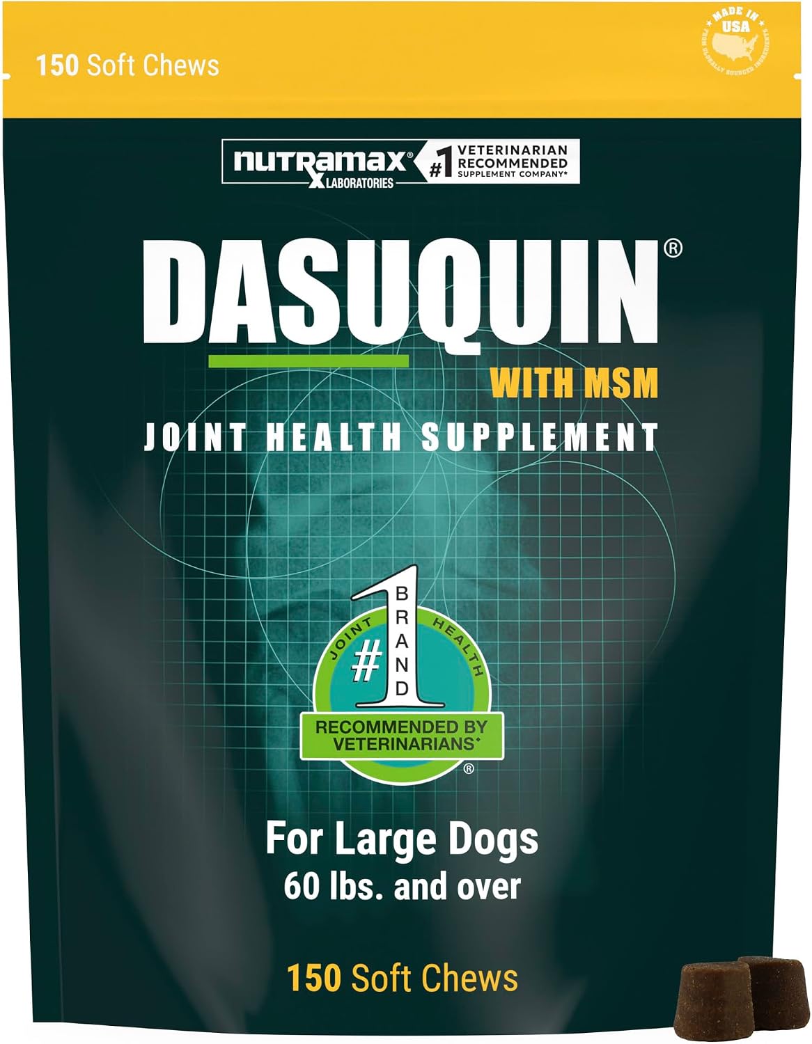 Tub of Nutramax Dasuquin with MSM soft chews for large dogs, 150 count